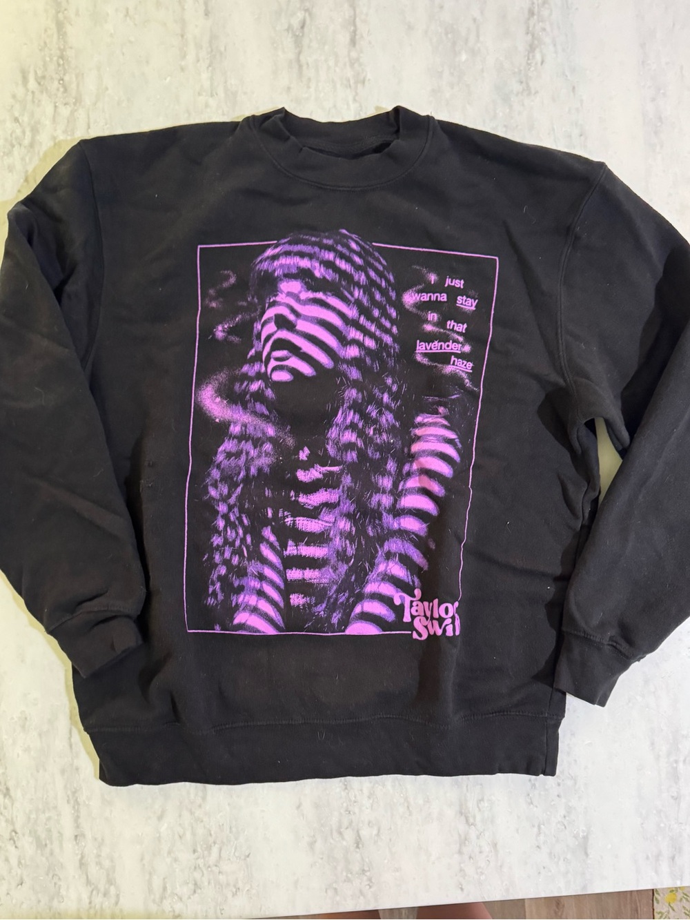 Taylor Swift Midnights Lavender Haze Black Crewneck Pullover L